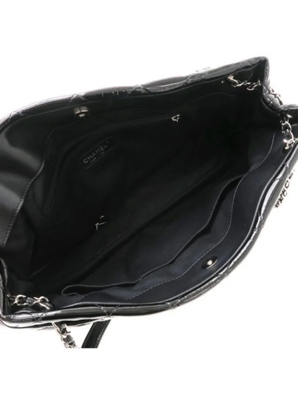 Chanel Patent Chain Shoulder Bag Black